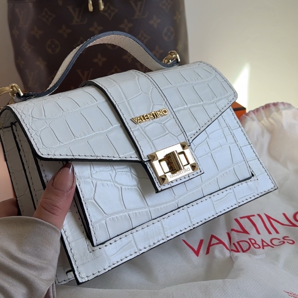 Valentino White Croc-Embossed Mini Bag